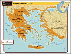 an ancient greek map with the name and location