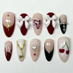 nails by @ yvssnails Lana Core Nails, Lana Del Rey Nail Inspiration, Lana Nails Aesthetic, Lana Del Rey Nails Design, Lana Del Ray Inspired Nails, Lana Inspired Nails, Lana Del Ray Nails Aesthetic, Ldr Nails, Lana Del Ray Nails