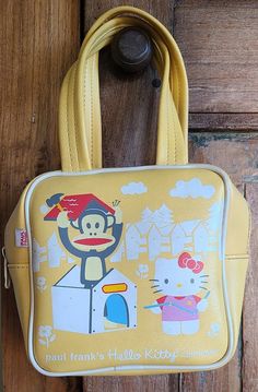 Paul Frank's Hello Kitty Collection Yellow Zipper Purse - Limited Edition | eBay Weird Bags Unique, Paul Frank Monkey Clothes, Monkey And Hello Kitty, Julius Monkey, Paul Frank Monkey, Sanrio Clothes, Silly Clothes, Vintage Sanrio, Kawaii Bag