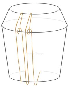 a drawing of a bucket with two handles and wire on the handle, which is attached to