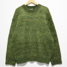 RT No. 5282 MOHAIR WOOLEN KNITTED SWEATER Green Mohair Sweater, Wool Sweater With Soft Knit And Relaxed Fit, Relaxed Fit Wool Knit Sweater, Green Wool Long Sleeve Sweater, Wool Sweater With Relaxed Fit, Relaxed Fit Wool Sweater, Relaxed Fit Wool Knitted Sweater, Relaxed Fit Knitted Wool Sweater, Green Merino Wool Knit Sweater