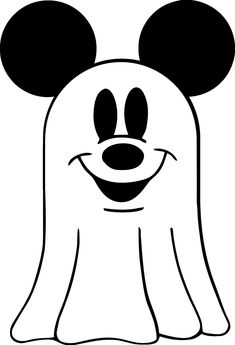 mickey mouse face with ears and eyes on it's head, in black and white