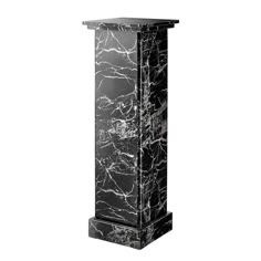 a black and white marble pedestal on a white background