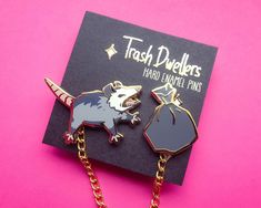 Possum Hard Enamel Pin Set Collar Pins Trash Dwellers Gold Plating - Etsy Patches And Pins, Enamel Pin Collection, Kraft Paper Wrapping, Collar Pin, Bag Pins, Logo Items, Collar Pins, Gold Foil Print, Trash Bag