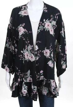 Fast shipping Retail $84 Pink Long Sleeve, Womens Cardigan, Medium Blue, Kimono Top, Size Medium, Long Sleeve, Floral, Women's Top, Pink