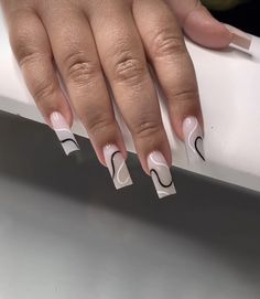 White Acrylic Nails, Lines On Nails, Her Nails, Glow Nails, Short Square Acrylic Nails, Long Square Acrylic Nails