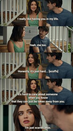 the fault between two people is shown in this funny scene with caption that reads, i really like having you in my life yeah, me too