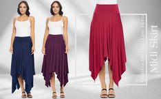 Skirts Irregular Hem, Midi Length Skirts, Asymmetrical Skirt, Dark Teal, Wide Waistband, Basic Outfits, Asymmetric Hem, Midi Length, High & Low