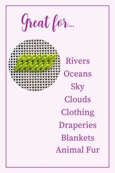 the words great for rivers oceans sky clouds crocheting draperies blankets animal fur