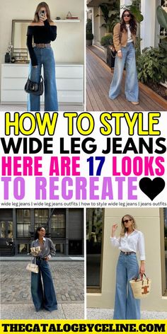 Looking for outfit inspiration? Discover the ultimate guide on how to style wide-leg jeans with 17 stunning outfit ideas! These wide-leg jeans outfits are perfect for casual days, chic weekend looks, and even stylish office outfits. Whether you’re after a trendy fall outfit, a cozy winter outfit, or a fun summer outfit, these outfits with wide-leg jeans will have you looking effortlessly chic. From pairing wide-leg jeans with a cute crop top to layering with jackets for the perfect fall outfit, these looks are all about stylish comfort. Elevate your outfit game with these versatile and fashionable wide-leg jeans outfits perfect for any occasion! wide leg jeans | wide leg jeans outfits | how to style wide leg jeans | jeans outfits Wide Leg Jeans Outfit Photoshoot, Wide Leg Pants Outfit Casual Jeans, Blue Jean Wide Leg Pants Outfit, 2024 Winter Jeans Outfit, How To Style Straight Wide Leg Jeans, Wide Leg Jeans And Pointed Heels, High Rise Wide Leg Jeans Outfit Fall, Black Wide Leg Ripped Jeans Outfit, Wide Leg Jeans Heels Outfit