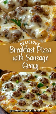 delicious breakfast pizza with sausage and gravy is an easy dinner recipe that everyone will love