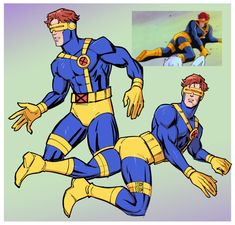 an image of a man in blue and yellow costume