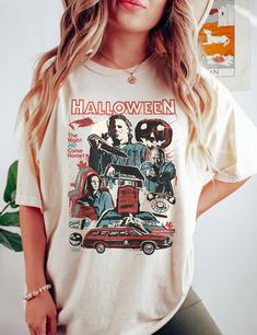 Vintage Michael Myers Halloween Shirt Women's Halloween Shirt, Funny Halloween Shirts Zazzle, Michael Myers T-shirt, Michael Myers Birthday Shirts, Hocus Pocus Movie, Horror Movies Scariest, Scary Witch, Jumper Designs, Horror Movie Shirts