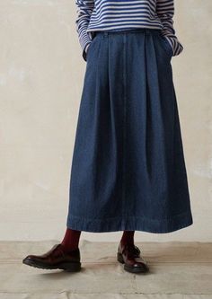 Toast Style Clothing, Toast Skirt, Toast Clothing, Toast Dress, Indigo Fashion, Sukienki Maksi, Indigo Denim, Looks Street Style, Full Skirt