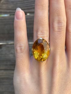 Total Weight: 9.4 grams Size: 4.5 Band Width: 1.9mm Citrine: 21.8x16.1mm Condition: Citrine shows some light wear so priced low. All gold has been thoroughly checked with an Olympus XRF spectrometer. It is guaranteed 14k gold.  All our jewelry is properly washed and disinfected to ensure customers get clean items with every order.  Returns accepted but may be subjected to a restock fee.  Please message with any questions:) Citrine Ring, Estate Jewelry, Citrine, Rings Statement, Statement Rings, Ring Size, Jewelry Rings, Yellow Gold, Yellow