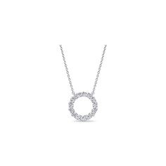 18k White Gold Natural Diamond Circle Necklace 1 ct tw by Memoire Diamond Circle Necklace, Diamond Facts, Diamond Solitaire Earrings, Gold For Women, Solitaire Diamond Pendant, Diamond Cross Pendants, Circle Diamond, White Gold Necklaces, Circle Necklace