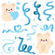 some type of stickers with teddy bears and letters in blue, white and pink