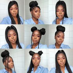 box braid with a bun on top Medium Box Braids Hairstyles For Black Women, Cabello Afro Natural, Hair Solution, Cute Box Braids, Big Box Braids, Big Box Braids Hairstyles, African Hair Braiding Styles, Box Braids Hairstyles For Black Women, Braids Hairstyles Pictures