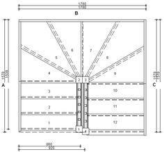 the drawing shows how to draw an open door with measurements for each section and where it is