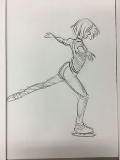 a pencil drawing of a girl on a skateboard