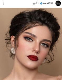 Bridal Makeup Red Lips, Makeup Bibir, Dark Red Lipstick, Red Lipstick Makeup Looks, Pinterest Pretty, Mekap Mata, Wedding Makeup Tutorial, Glam Wedding Makeup, Bridal Eye Makeup