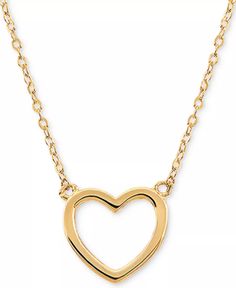 Macy's - Open Heart 17" Pendant Necklace in 10k Gold Classic Heart-shaped Macy's Jewelry, Tarnish Resistant Open Heart Jewelry For Mother's Day, Macy's Heart Necklace For Valentine's Day, Macy's Jewelry With Heart Charm, Gold Open Heart Jewelry With Hallmark, Macy's Heart Cut Necklace For Gifts, Macy's Heart Pendant Necklace For Valentine's Day, Gold Open Heart Necklace With Hallmark, Macy's Heart Charm Necklace