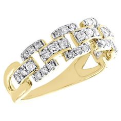 a yellow gold ring with white diamonds