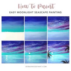 how to paint easy moonlight seascape painting