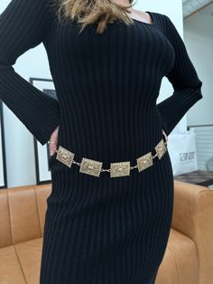 Ever felt like something was missing from your outfit? Babe, it’s time to step up your belt game. The Bronze Square Chain belt is finally here to complete your look, one gold square at a time. She’s fully adjustable, with a worn-in antique look that’s to die for. STYLE RECOMMENDATIONS: - Complete the look with the Gwyneth Black Sweater Midi Dress PRODUCT DESCRIPTION AND MATERIALS: - bronze waist belt - rectangle - adjustable fit - belt sits at the waist or hips - 100% alloy - belt is approximate Vintage Adjustable Chain Belt For Party, Gold Belts With Antique Buckle And Adjustable Fit, Adjustable Gold Belt Buckles, Gold Adjustable Chain Belt For Formal Occasions, Adjustable Embroidered Gold Belt, Vintage Gold Belt Buckles, Adjustable Gold Embroidered Belt, Gold Adjustable Embroidered Belt, Elegant Gold Belt Buckles For Evening