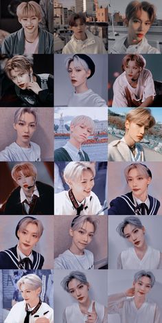 many images of the same person with different hair colors and hairstyles on them