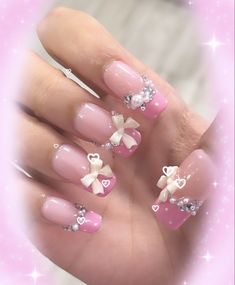 Gyaru Nails, Sanrio Aesthetic, Nail Tattoo, Bling Acrylic Nails, Kawaii Nails