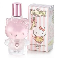 a hello kitty perfume bottle next to a box