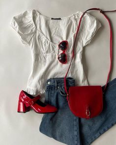 @thefashionaries Americana Outfits, Quoi Porter, Casual Style Outfits, Lookbook Outfits, Red Shoes, Dream Clothes, Looks Vintage