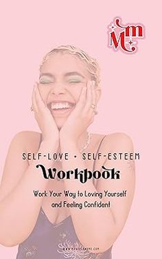 a woman smiling with her hands on her face and the words workbook written below