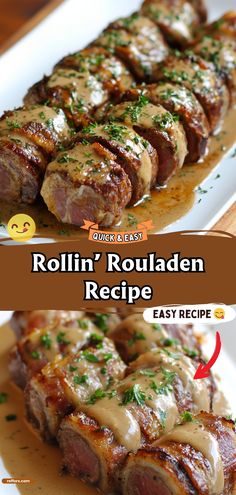 the recipe for rollin'rouladen is shown in two different pictures