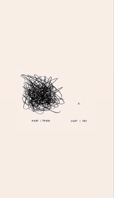 a black and white drawing of a ball of yarn with words written on the side