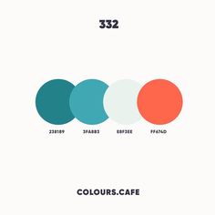 three circles with different colors and the words, 322 colours cafe on each side