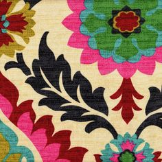 an image of a colorful flower pattern on fabric