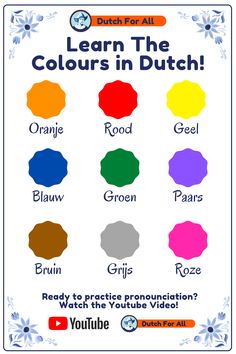 learn the colors in dutch poster