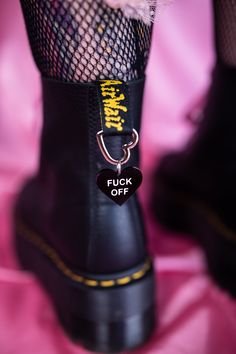 Charms are sold as a pair Add some sass to your boots with our F**k Off Hate Heart Boot Charms. These playful charms serve as a reminder to spread love and not hate. Perfect for anyone who wants to add a little attitude to their style. Just clip them on and show the world you don't take yourself too seriously. Boot Charms, Nylons Heels, Shoe Clips, Spread Love, Dr. Martens, Word Art, Brooch Pin, Clothing And Shoes, Charms