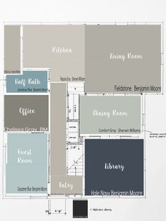 the floor plan for a house with different colors and names on it's walls