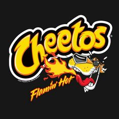 the logo for cheetos is shown on a black background