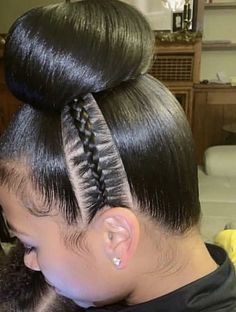 Mid Length Hair Ponytail Hairstyles, Updo Styles For Black Women, Black Hair Updo Hairstyles, Pony Tails, Black Ponytail Hairstyles, Updo Styles, Two Braids, Natural Hair Updo