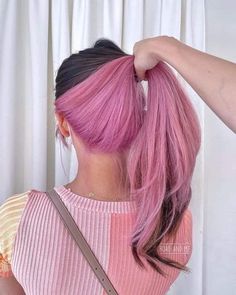 Brown To Pink Balayage, Pink Balayage, Underneath Hair Color Ideas, Underneath Hair Color, Two Tone Hair, Underneath Hair