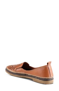 Tiny cutouts and stitched details decorate a versatile flat with a loafer-inspired topline. Cushioned footbed Leather upper and lining/synthetic sole Imported Womens Flats, Slip On Sneaker, Camel, Leather Upper, Loafers, Nordstrom, Sneakers, Leather