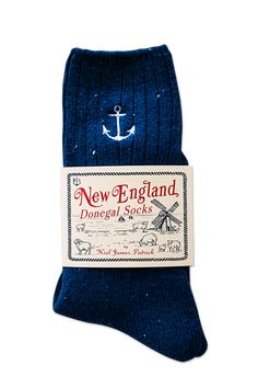 Put your coziest foot forward in our limited edition New England donegal socks. It's our spin of the yarn take on an Irish classic. We kept the signature feel and flecks you're used to in a donegal but added a distinctly New England touch with our seaside embroidery. Product Details: One size fits most Wash cold, lay flat to dry Imported Please note, we do not accept returns on our New England Donegal Socks. All purchases are final. Aesthetic Clothes Men, Embroidery Product, Kiel James Patrick, Sweater Socks, Navy Anchor, Preppy Men, James Patrick, Fire Fits, Dream Clothes