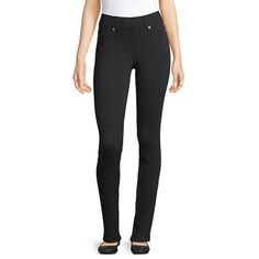 These women's Mixit full-length leggings have a jean-like design, making them a comfortable style essential. Cut from soft stretch-cotton for a flexible fit, this style has an elastic-waistband and multiple pockets. Wear yours with black pumps or chunky ankle boots.Features: Comfort WaistbandClosure Type: Full ElasticPockets: 2 Front Faux Pockets, 2 Back Slip PocketsRise: At WaistFiber Content: 52% Cotton, 39% Polyester, 9% SpandexInseam: 30 InCare: Machine Wash, Tumble DryCountry of Origin: Imp Chunky Ankle Boots, Comfortable Style, Wide Waistband, Fashion Essentials, Black Pumps, Slim Legs, Comfortable Fashion, Black Leggings, Stretch Cotton