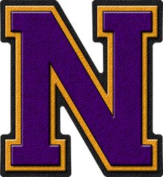 the letter n in purple and white