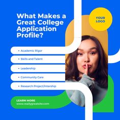 the poster for what makes a great college application profile?