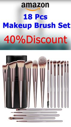 PROFESSIONAL MAKEUP BRUSH SET: Cover 18pcs brushes for Eye Shadow, Crease Shadow, Concealer, Blush, Foundation, Pressed or Loose Powders, Highlighter & Eyebrows. Ideally for applying, blending and shading products. Easy and convenient for daily makeup use. PREMIUM SYNTHETIC FIBER: The handles of cosmetic brushes are made of high-end alloy and wood material. The bristles are well made of soft and silky nylon, ensured for long time use. All the b Makeup Brush Set Professional, Professional Makeup Brushes, Foundation Powder, Eye Concealer, Set Cover, Cleansing Brush, Eye Shadows